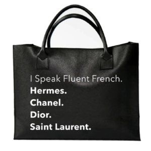 FLUENT FRENCH BLACK VEGAN TOTE BAG - NWT